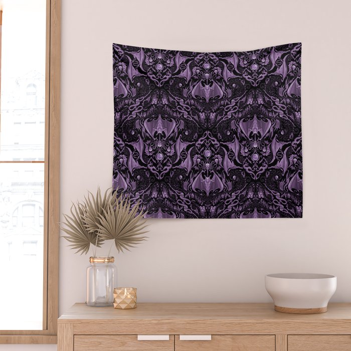 Bats and Beasts (Purple) Wall Tapestry Gallery Image 2