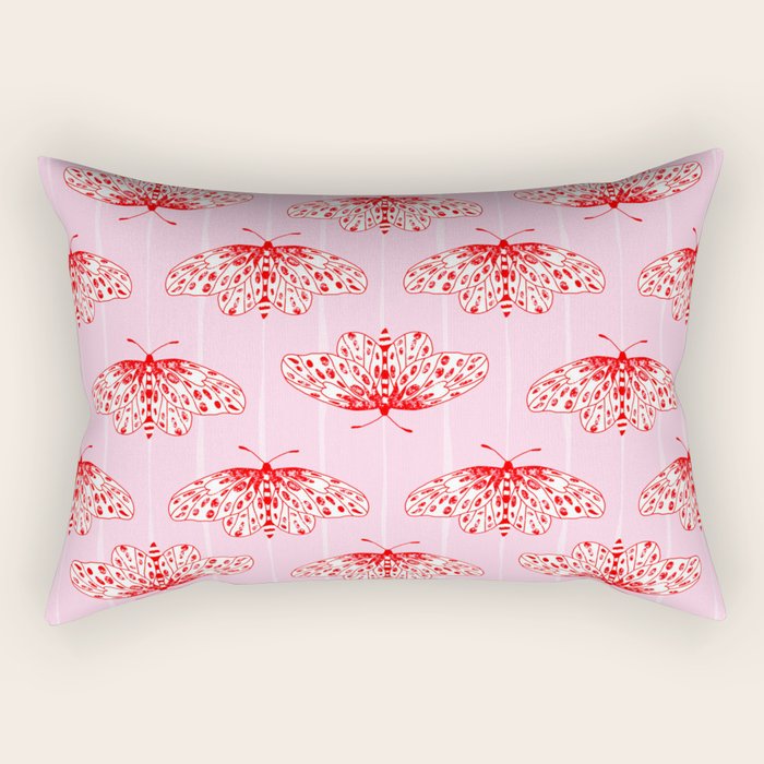 Butterfly Pink Red Rectangular Pillow Gallery Image 2
