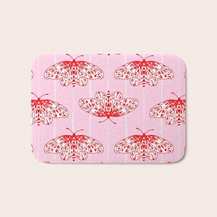 Butterfly Pink Red Bath Mat Gallery Image 1