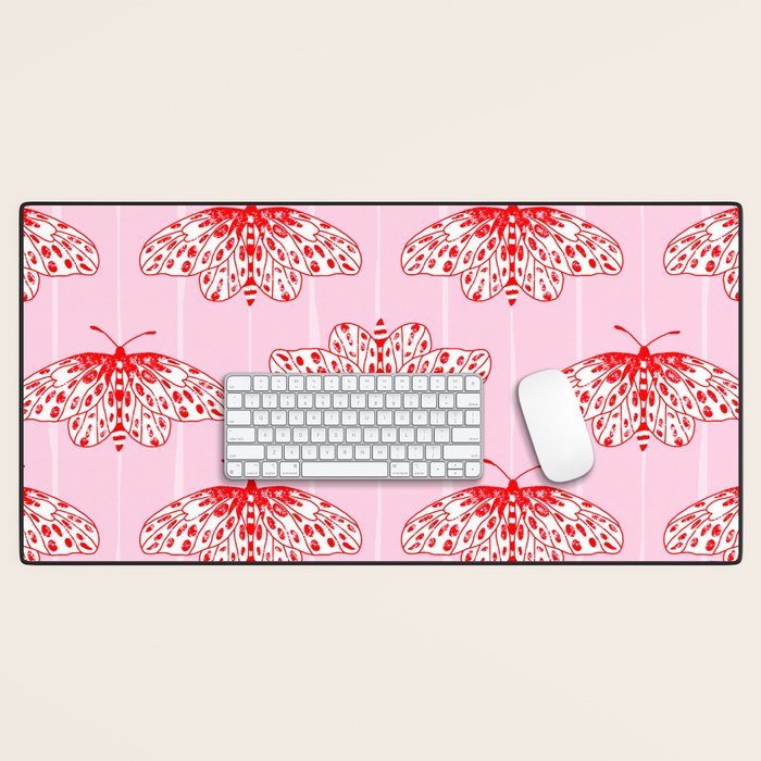 Butterfly Pink Red Desk Mat Gallery Image 1