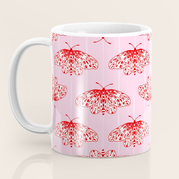 Butterfly Pink Red Coffee Mug Gallery Image 3