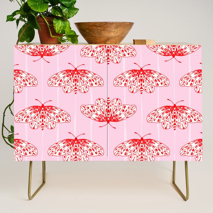 Butterfly Pink Red Credenza Gallery Image 1