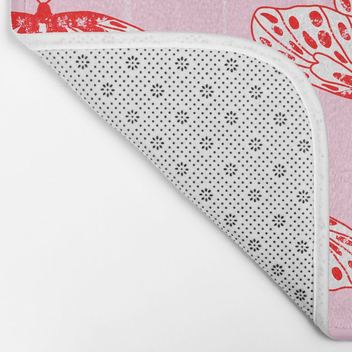 Butterfly Pink Red Bath Mat Gallery Image 2
