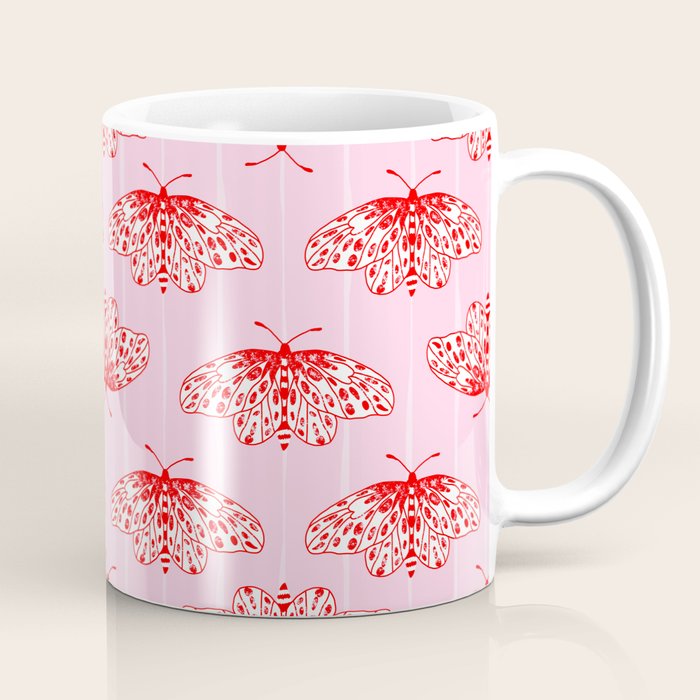 Butterfly Pink Red Coffee Mug Gallery Image 1