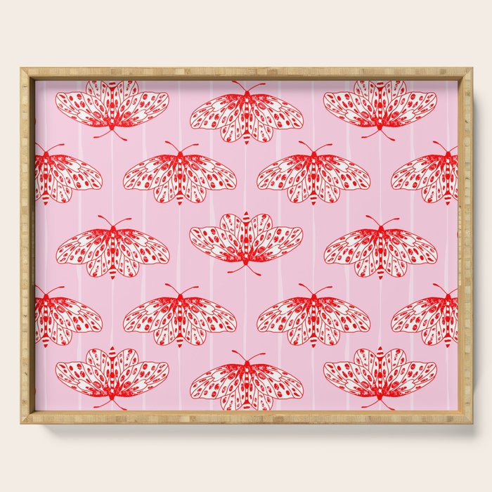 Butterfly Pink Red Serving Tray Gallery Image 1