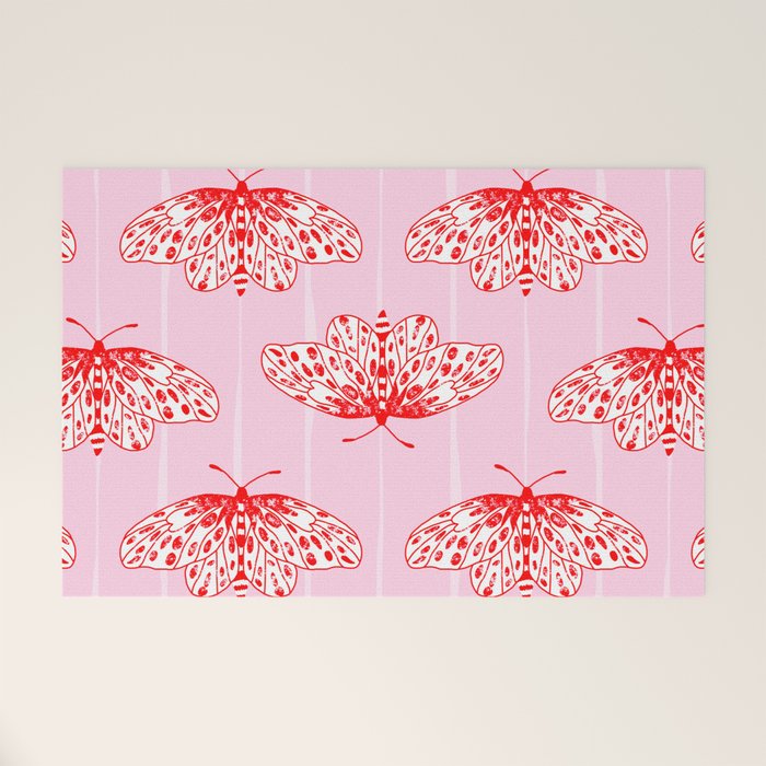 Butterfly Pink Red Welcome Mat Gallery Image 1