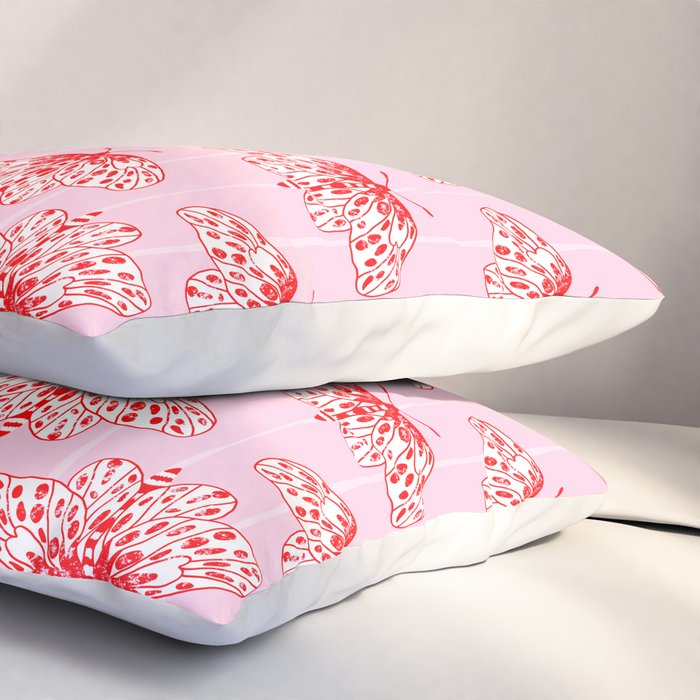 Butterfly Pink Red Pillow Sham Gallery Image 3