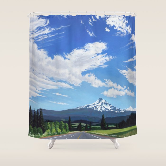 Mt Hood in Cherry Season Shower Curtain Gallery Image 1