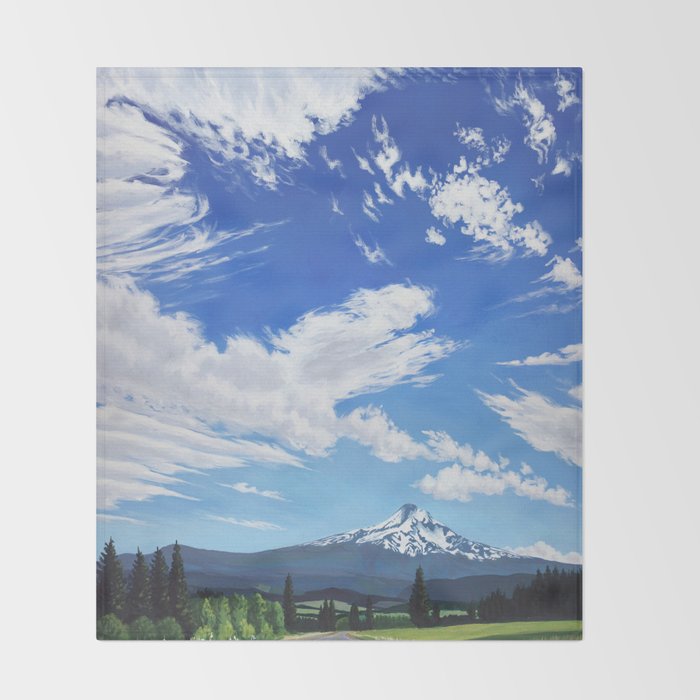 Mt Hood in Cherry Season Throw Blanket Gallery Image 2