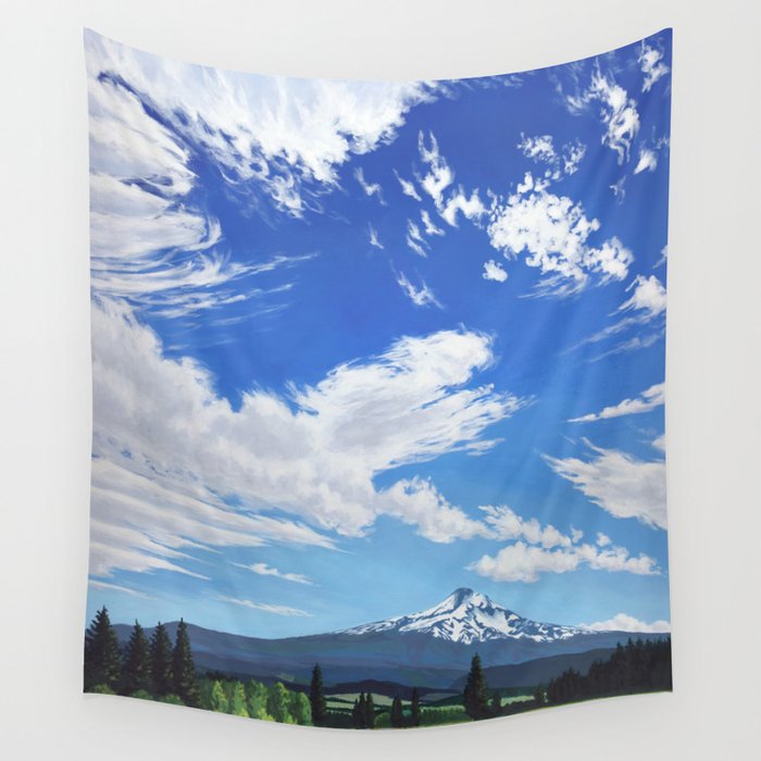 Mt Hood in Cherry Season Wall Tapestry Gallery Image 1