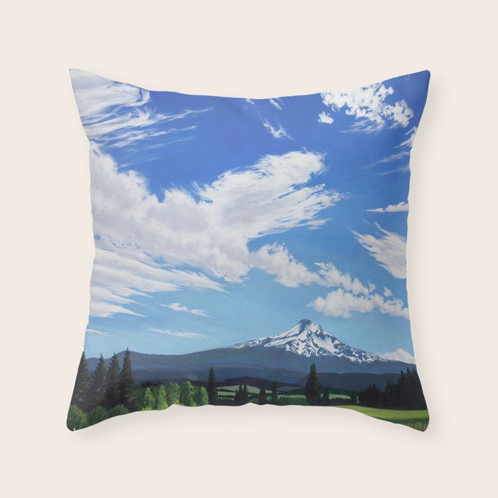 Mt Hood in Cherry Season Throw Pillow Gallery Image 6