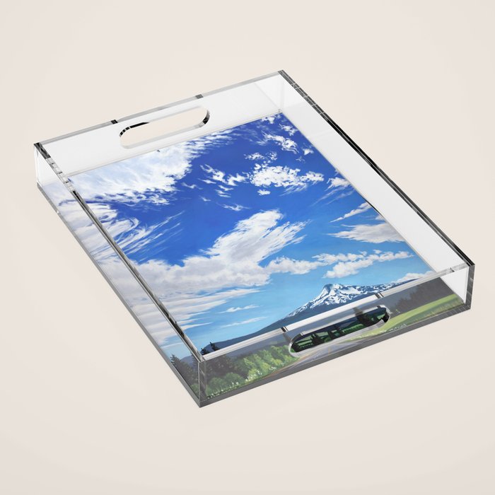 Mt Hood in Cherry Season Acrylic Tray Gallery Image 1