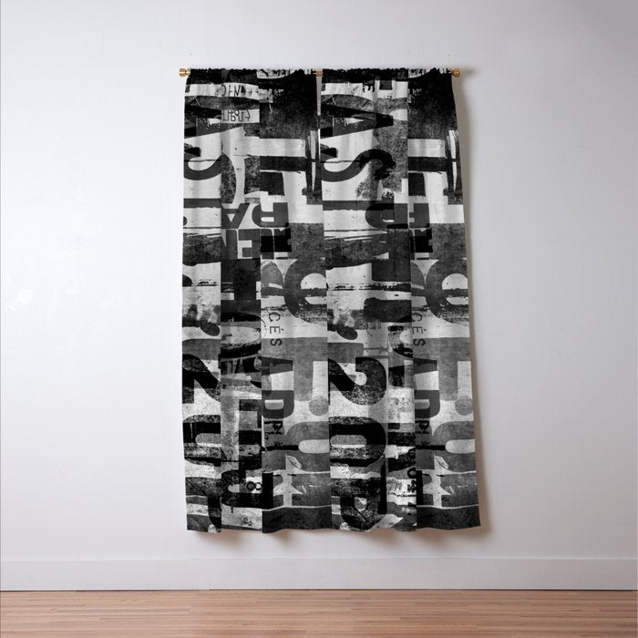 Loft Style Distressed Grunge Street Art Typography Window Curtain Gallery Image 3