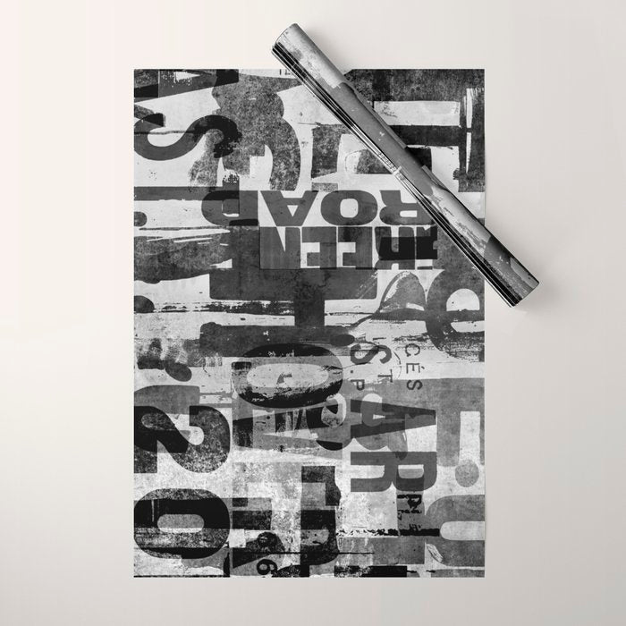 Loft Style Distressed Grunge Street Art Typography Wrapping Paper Gallery Image 1