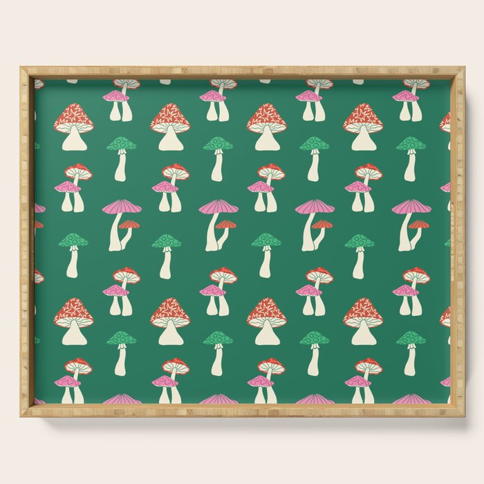 Festive Mushroom Pattern Serving Tray Gallery Image 1