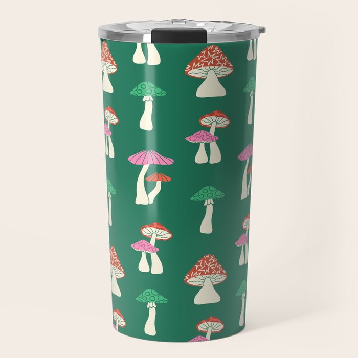 Festive Mushroom Pattern Travel Mug Gallery Image 1