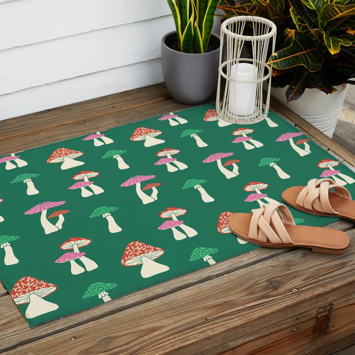 Festive Mushroom Pattern Outdoor Rug Gallery Image 2