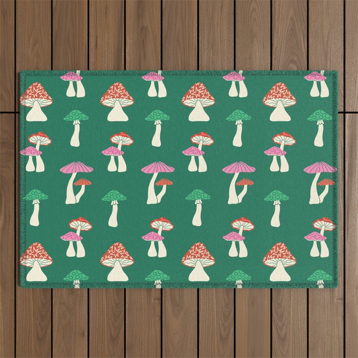 Festive Mushroom Pattern Outdoor Rug Gallery Image 1