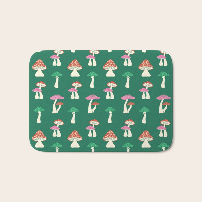 Festive Mushroom Pattern Bath Mat Gallery Image 1