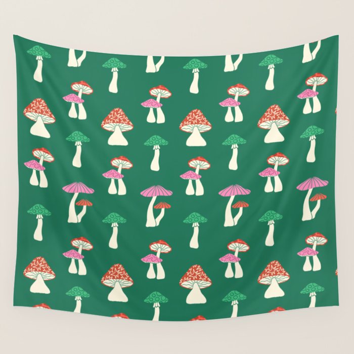 Festive Mushroom Pattern Wall Tapestry Gallery Image 4