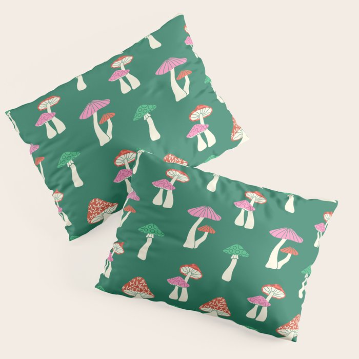 Festive Mushroom Pattern Pillow Sham Gallery Image 1