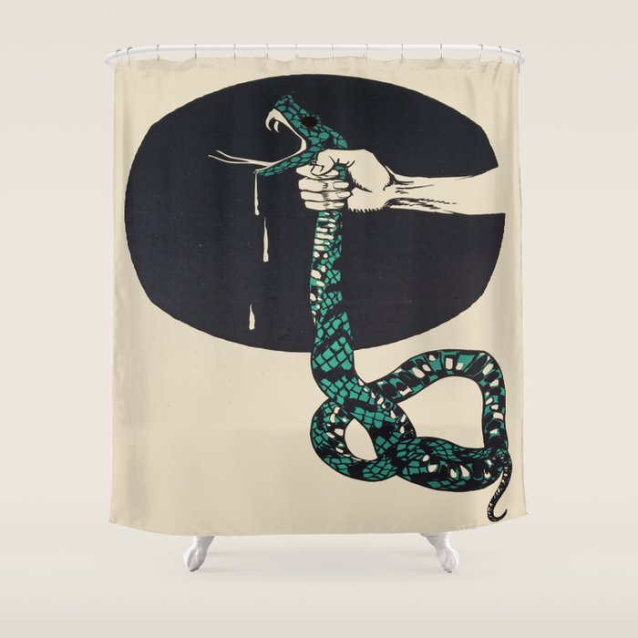 The strangling of a poisonous snake, representing the crushing colour lithograph G. Dorival 1918 Shower Curtain Gallery Image 1