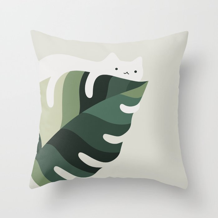 Cat and Plant 12C Throw Pillow Gallery Image 6