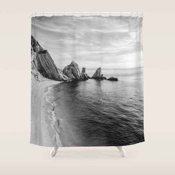 Black and White Ocean Shower Curtain Gallery Image 1