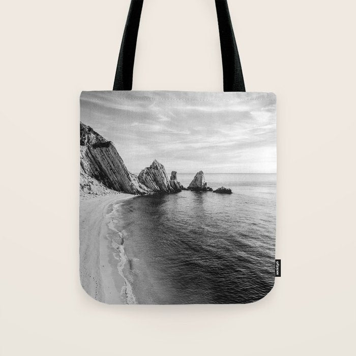 Black and White Ocean Tote Bag Gallery Image 1