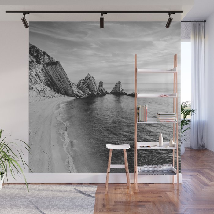 Black and White Ocean Wall Mural Gallery Image 1