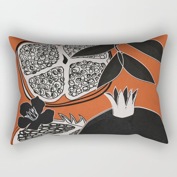Line Art Pomegranates 2 Rectangular Pillow Gallery Image 2