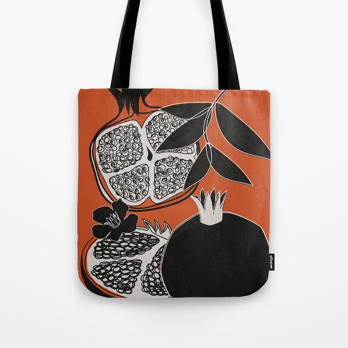 Line Art Pomegranates 2 Tote Bag Gallery Image 1