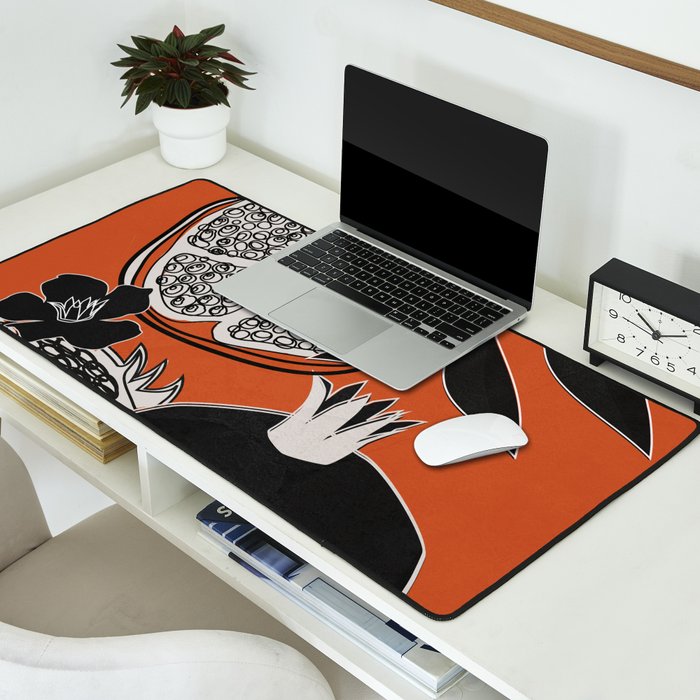 Line Art Pomegranates 2 Desk Mat Gallery Image 2