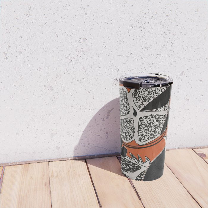 Line Art Pomegranates 2 Travel Mug Gallery Image 4