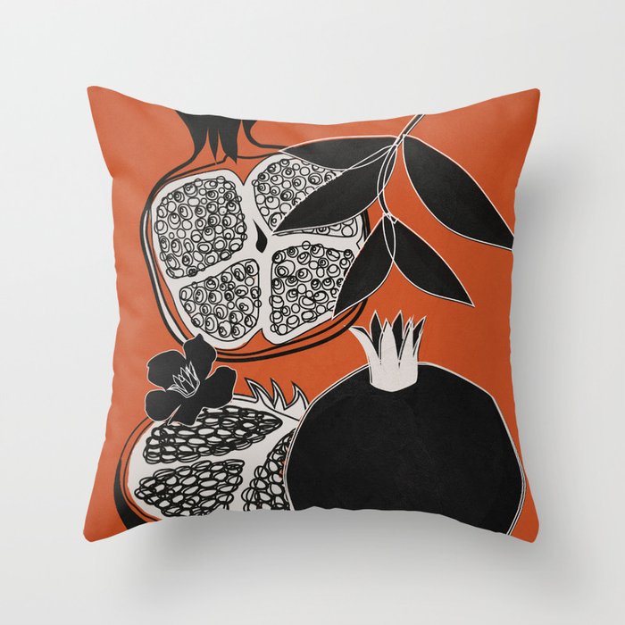 Line Art Pomegranates 2 Throw Pillow Gallery Image 6