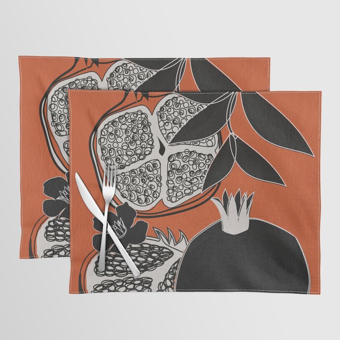 Line Art Pomegranates 2 Placemat Gallery Image 1