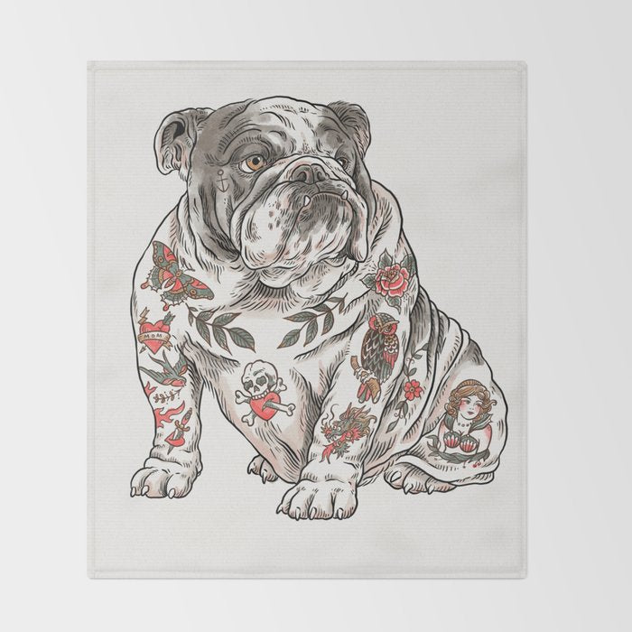 Chubbs the Bulldog Throw Blanket Gallery Image 2