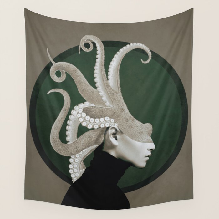 Octopus Portrait Wall Tapestry Gallery Image 1