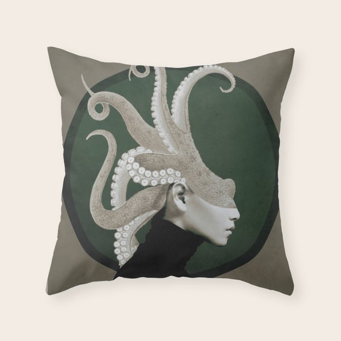 Octopus Portrait Throw Pillow Gallery Image 1