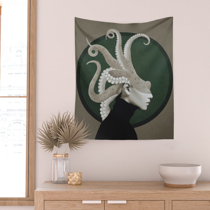 Octopus Portrait Wall Tapestry Gallery Image 2