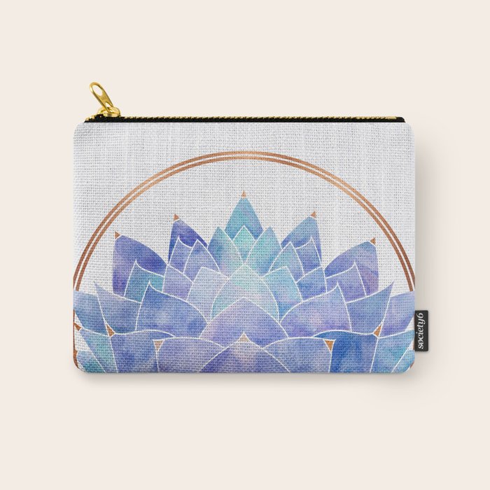 Violet Zen Lotus Flower Watercolor Carry All Pouch Gallery Image 1