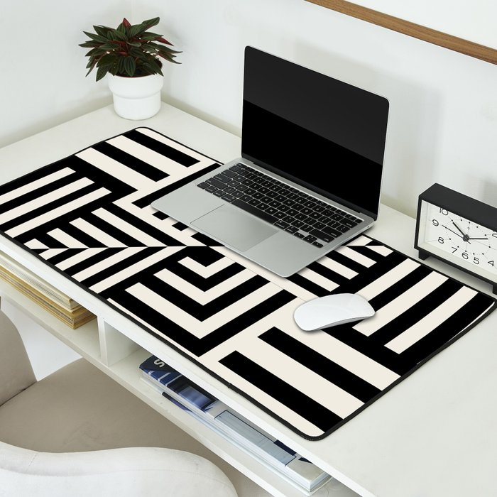 Layers 4 pattern black Desk Mat Gallery Image 2