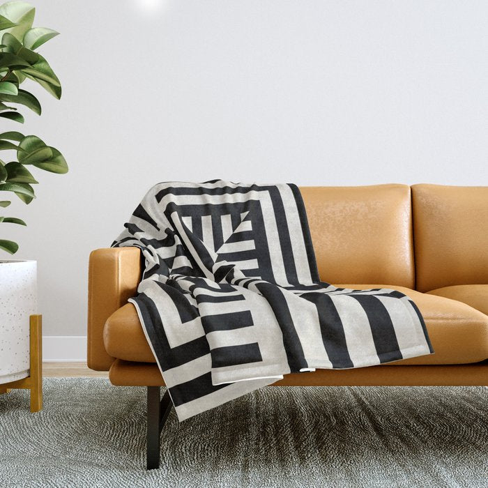 Layers 4 pattern black Throw Blanket Gallery Image 1