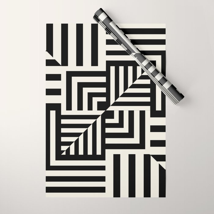 Layers 4 pattern black Wrapping Paper Gallery Image 1