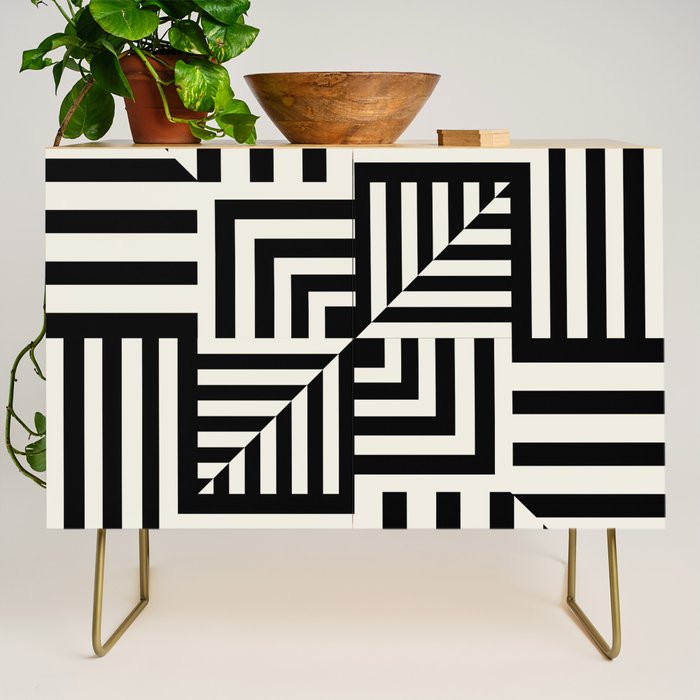 Layers 4 pattern black Credenza Gallery Image 1