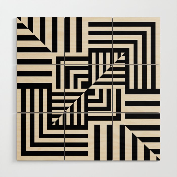 Layers 4 pattern black Wood Wall Art Gallery Image 1