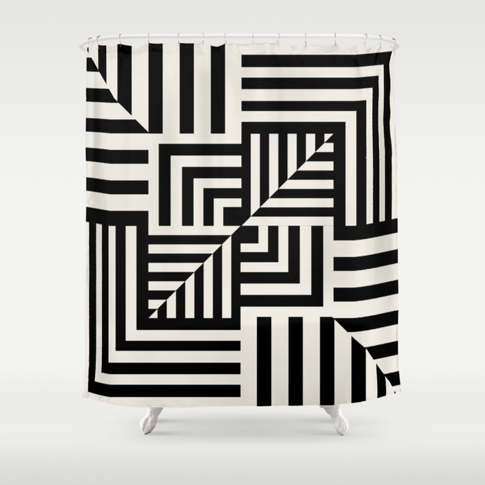 Layers 4 pattern black Shower Curtain Gallery Image 1