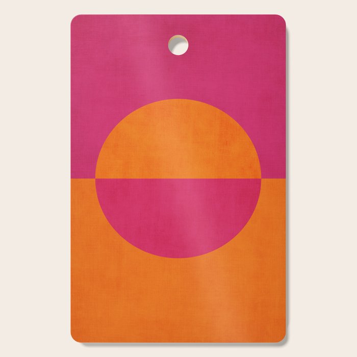 Orange Hot Pink Modern Circle Abstract Geometric Art Cutting Board Gallery Image 1