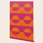 Orange Hot Pink Modern Circle Abstract Geometric Art Wallpaper Gallery Image 2