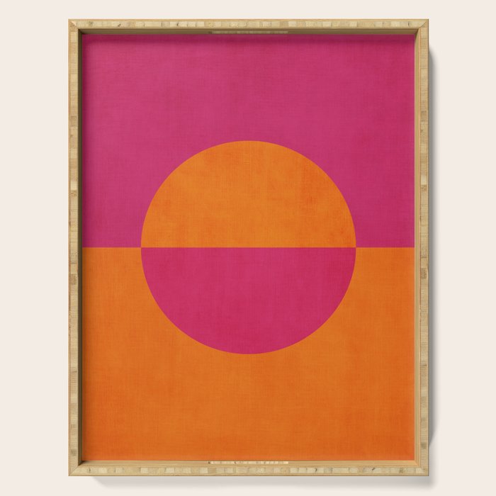 Orange Hot Pink Modern Circle Abstract Geometric Art Serving Tray Gallery Image 1